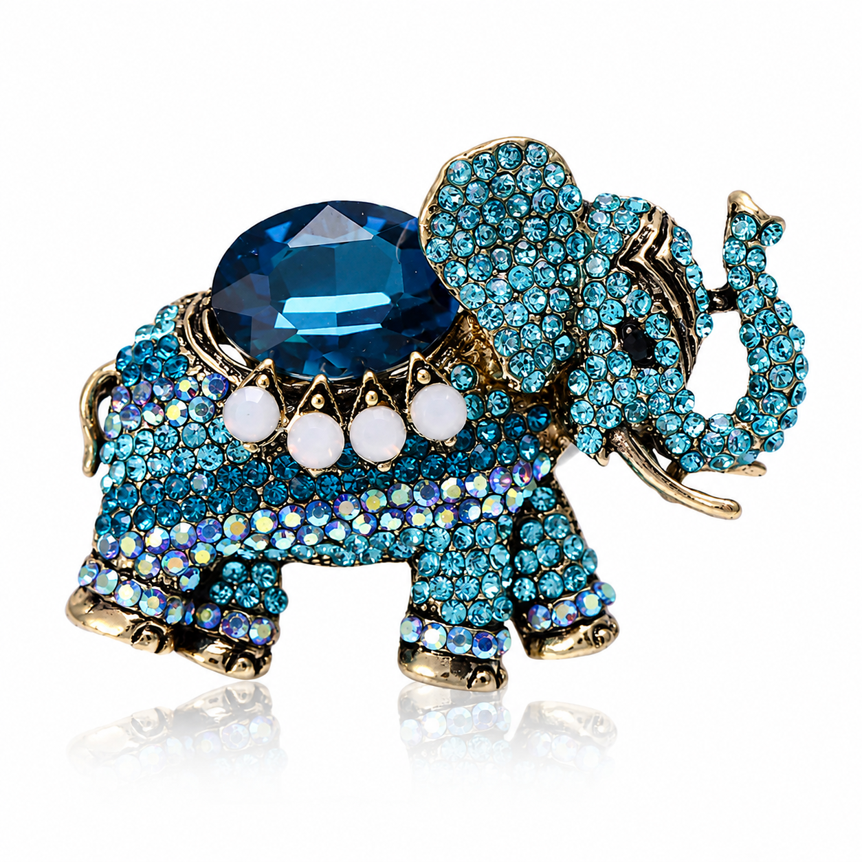 Blue Elephant Brooch
