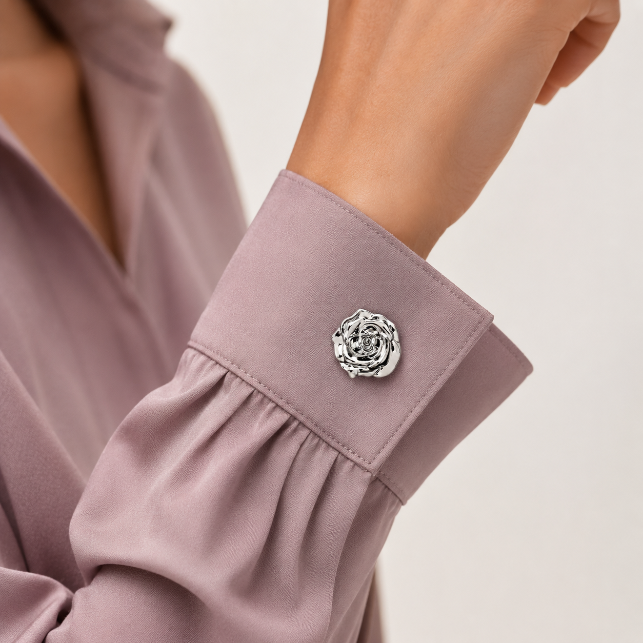 Silver Rose Button Cover