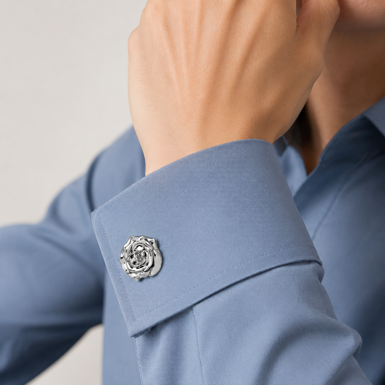 Silver Rose Button Cover