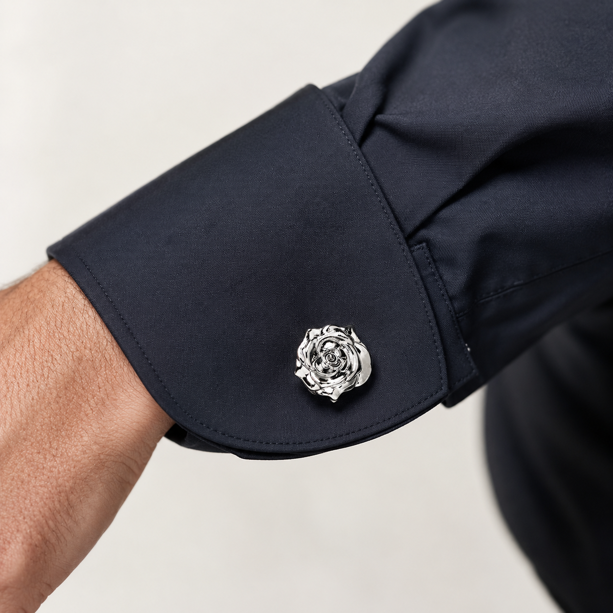Silver Rose Button Cover