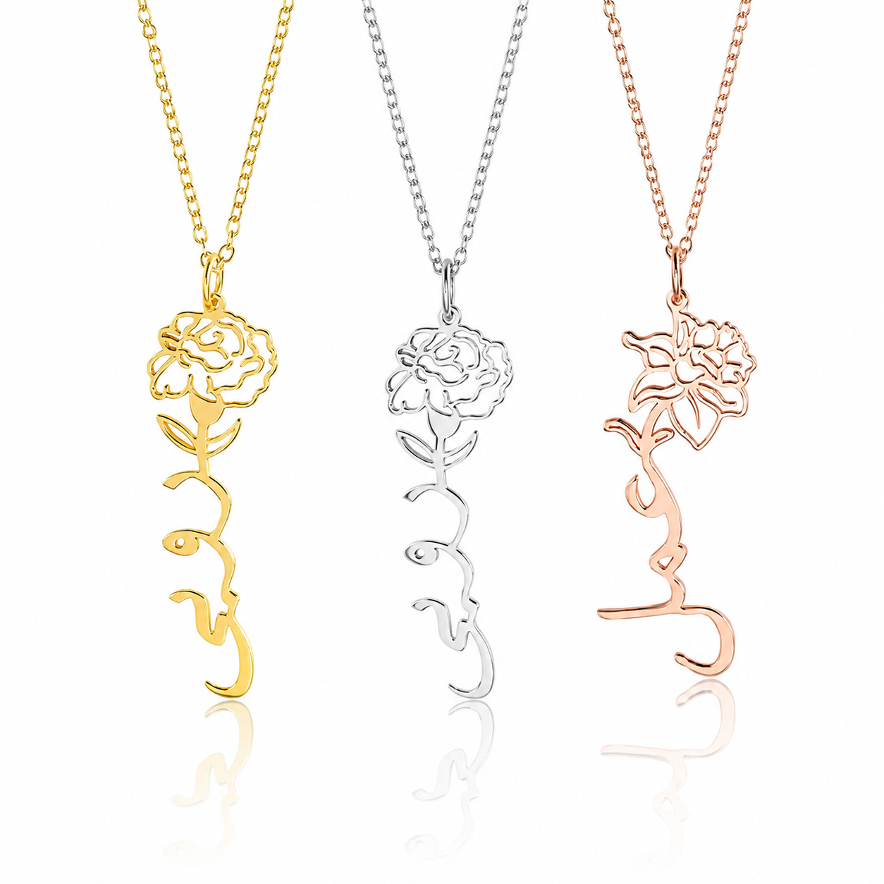Arabic Birth Flower Necklace
