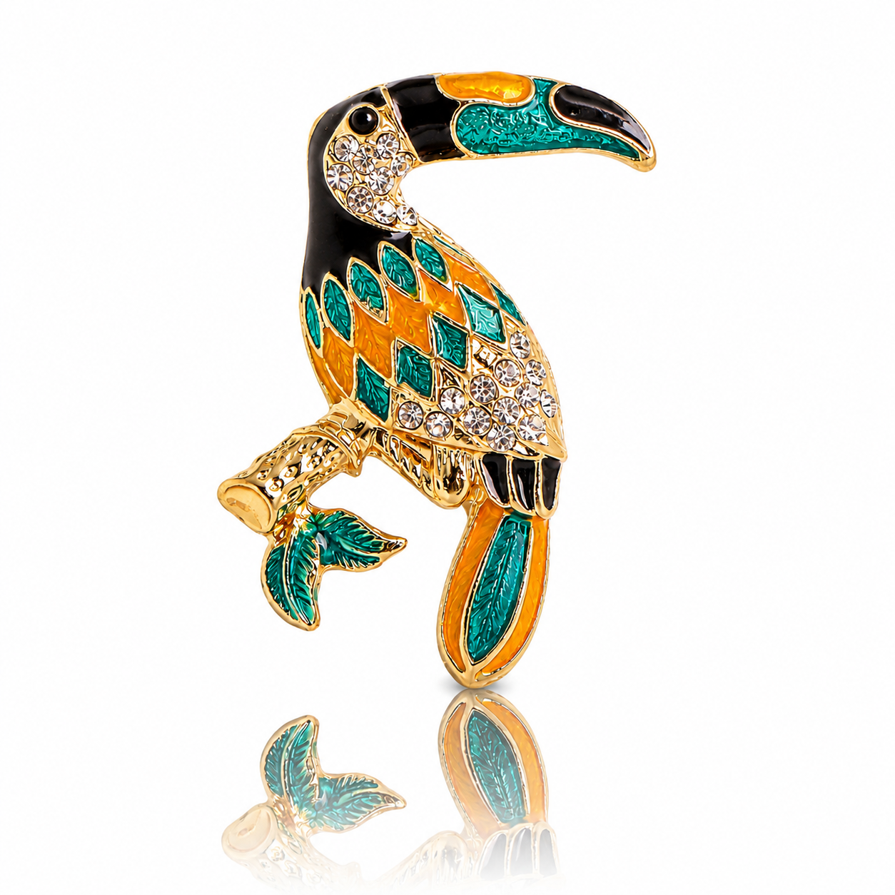 Emerald Toucan Brooch