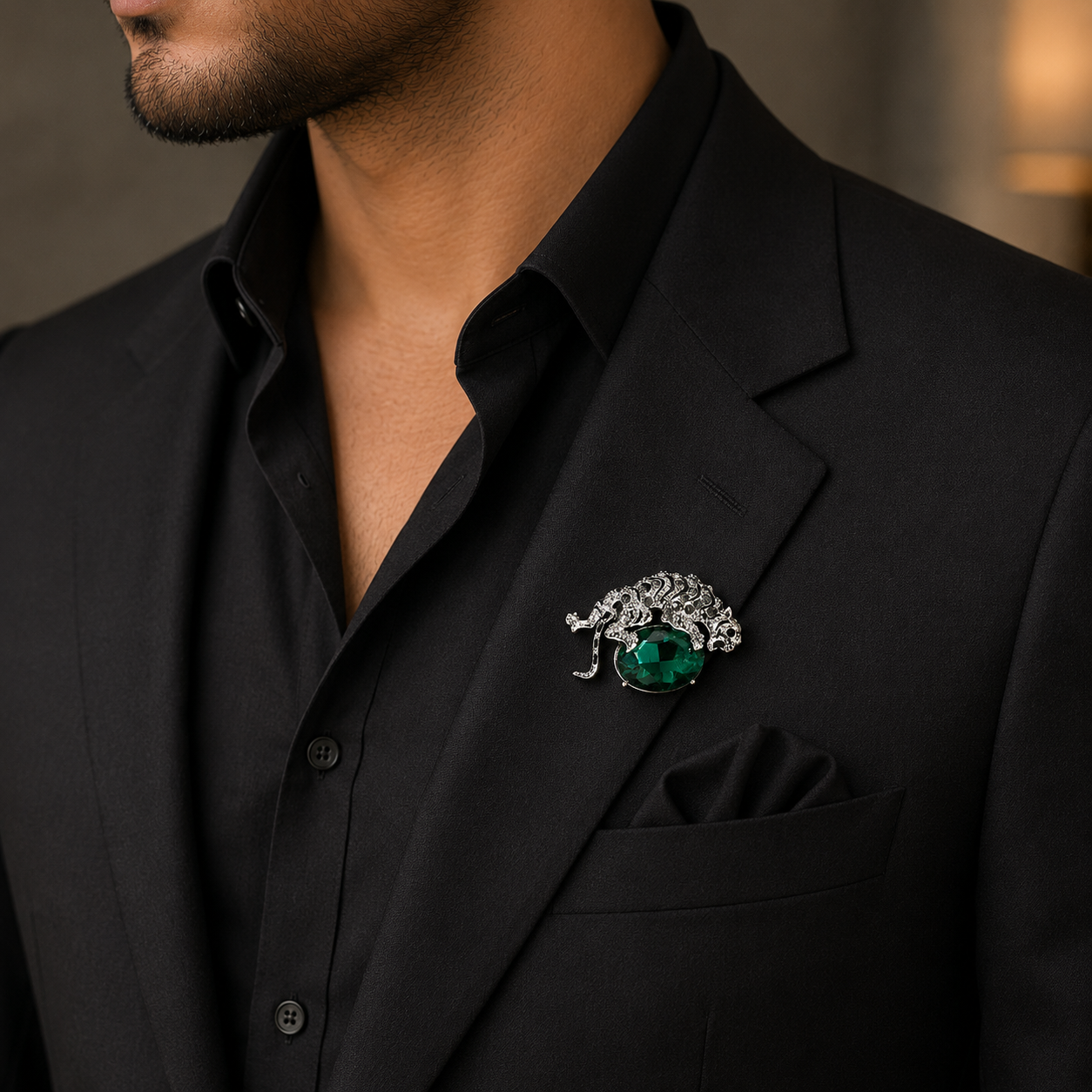 Emerald Panther Brooch
