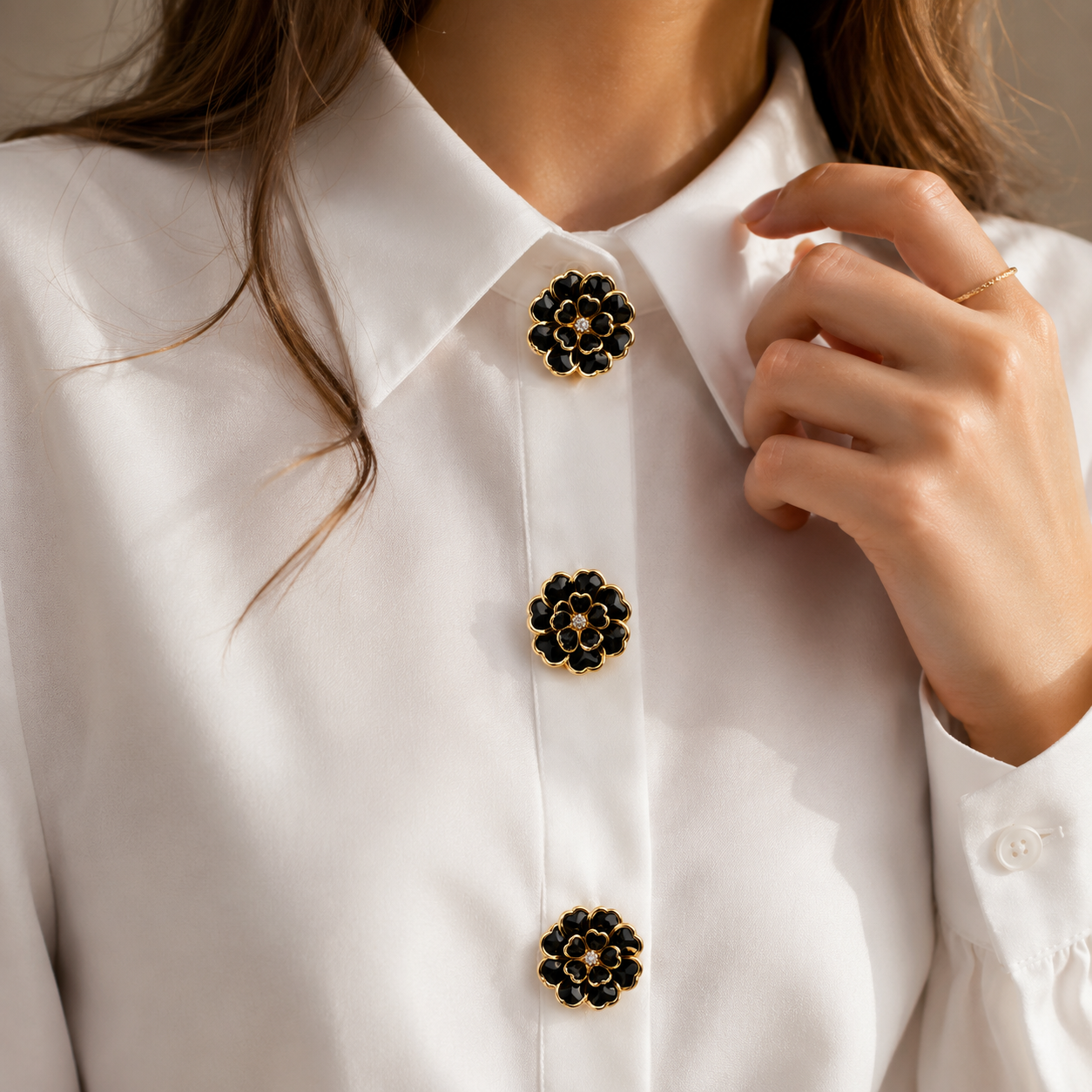 Midnight Blossom Button Cover