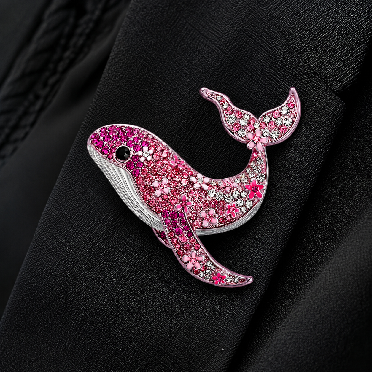 Blush Blossom Whale Brooch