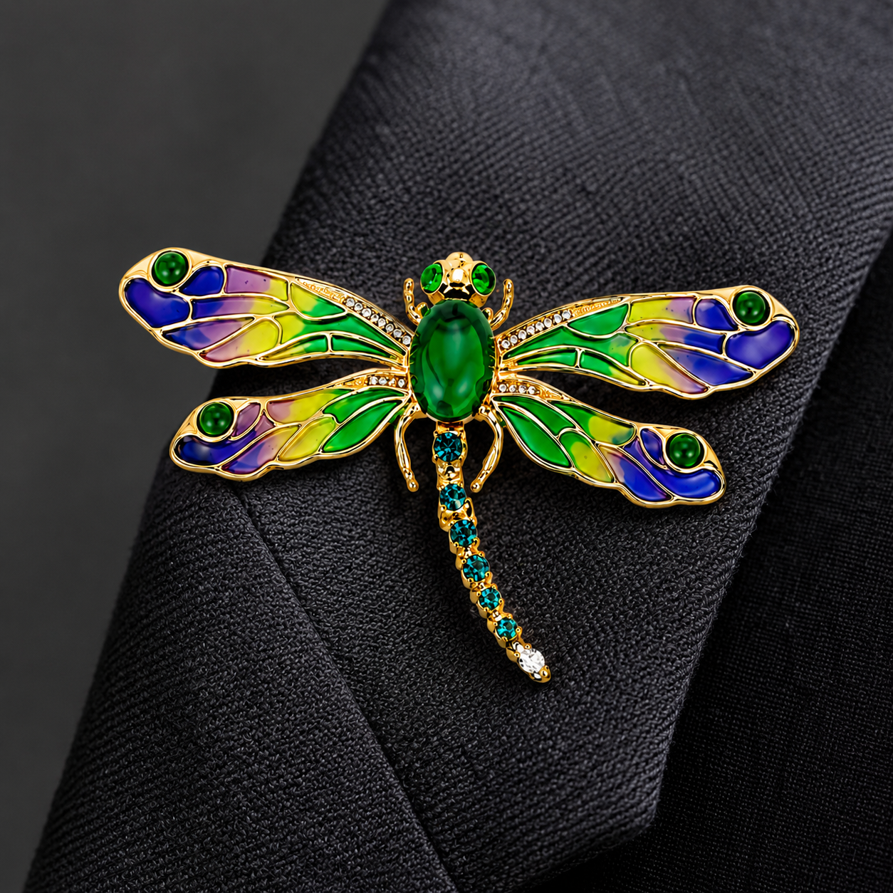 Emerald Wing Dragonfly Brooch
