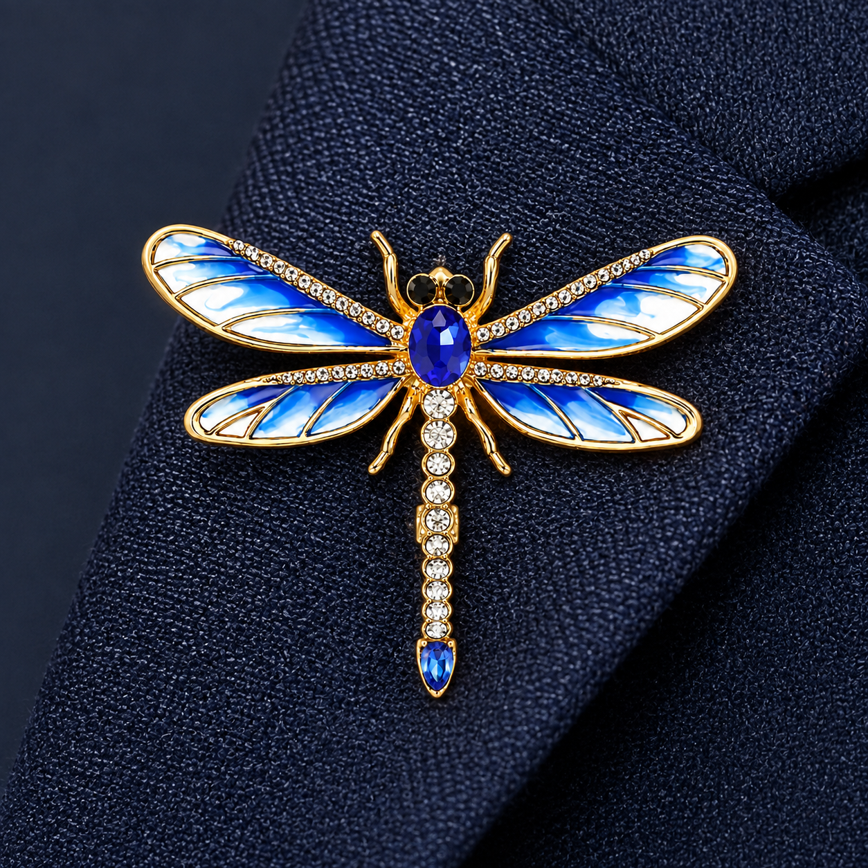 Sapphire Azure Dragonfly Brooch