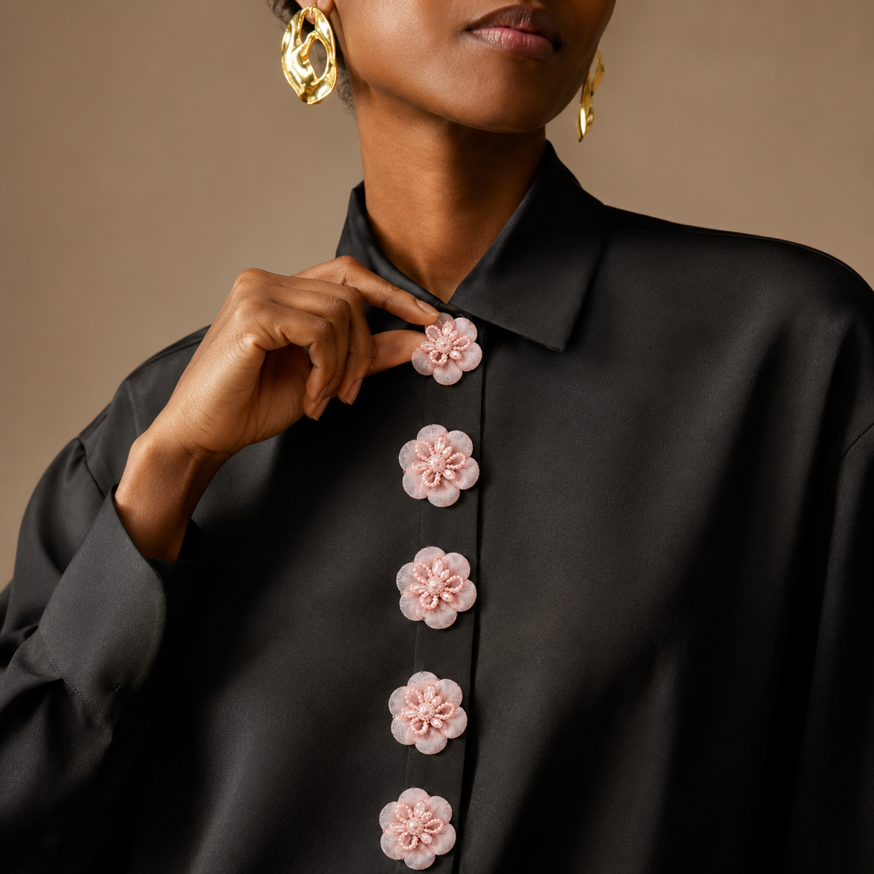 Blush Rosette Crystal Floral Button Cover
