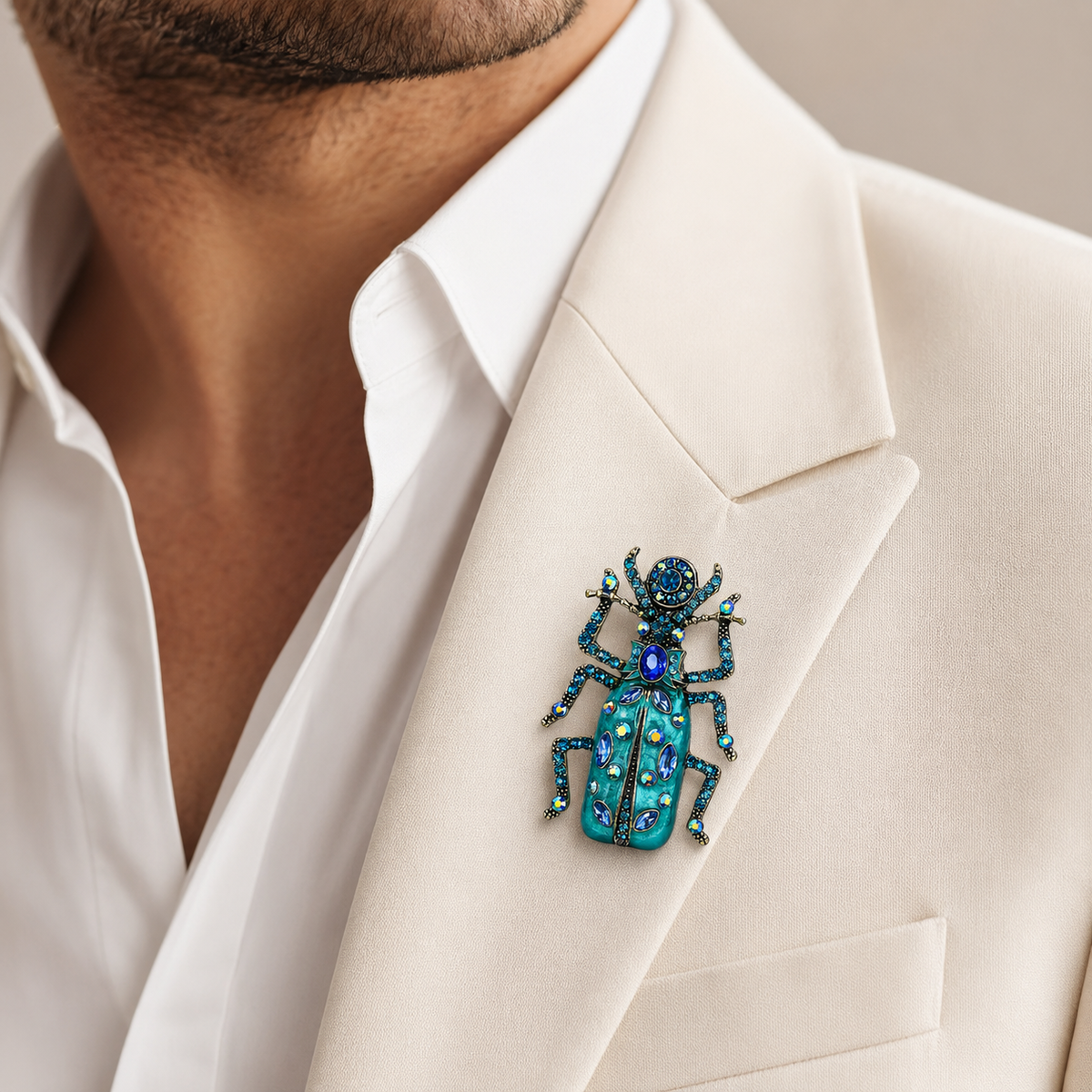 Aqua Empress Beetle Brooch