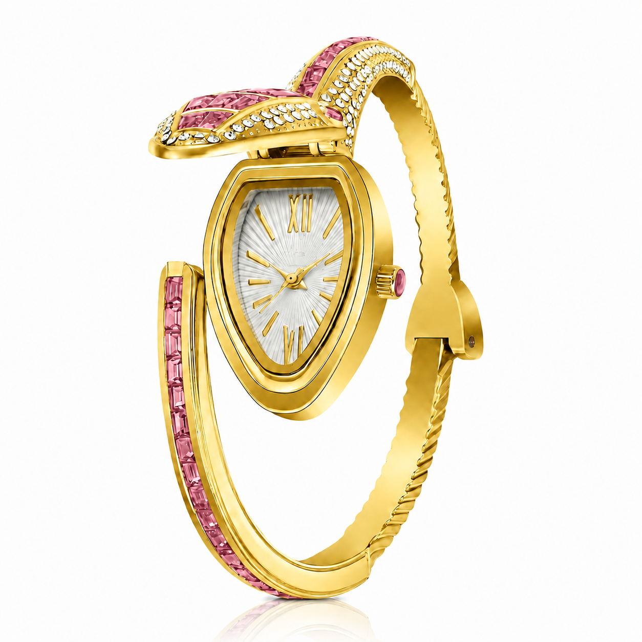 Aurelia Pink Crystal Snake Bracelet Watch