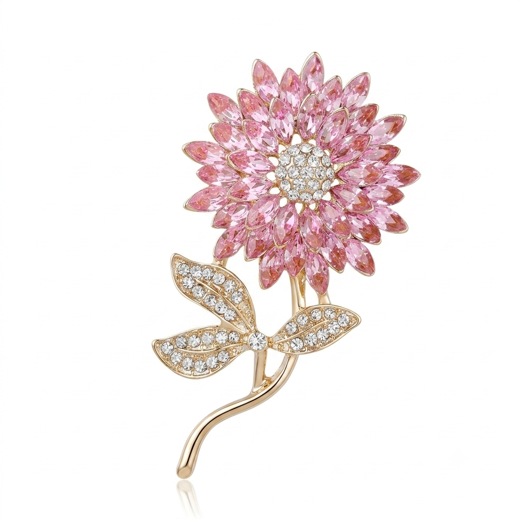Elegant Floral Crystal Brooch Pin