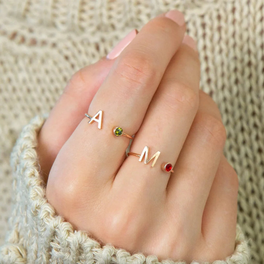 Initial Birthstone Ring