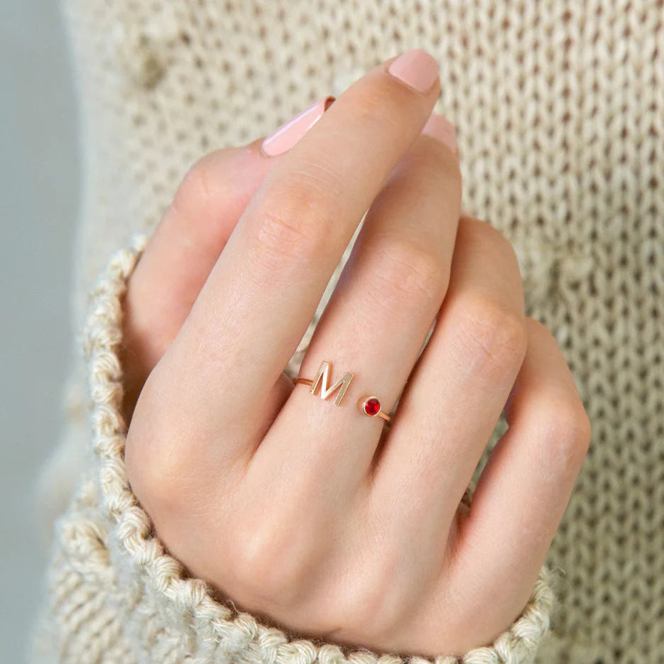 Initial Birthstone Ring