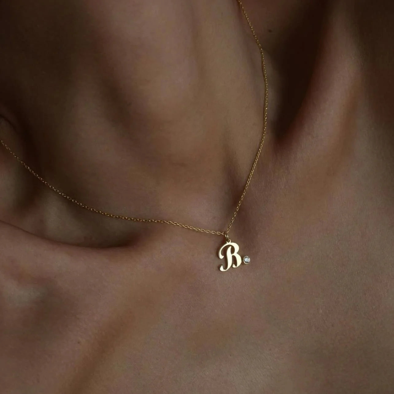 Moonstone Initial Necklace