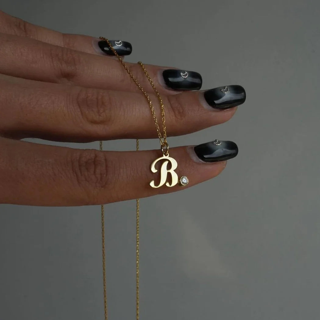 Moonstone Initial Necklace