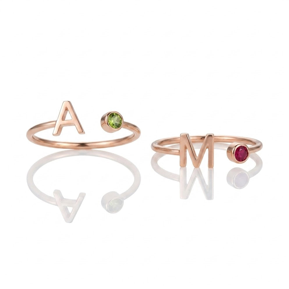 Initial Birthstone Ring