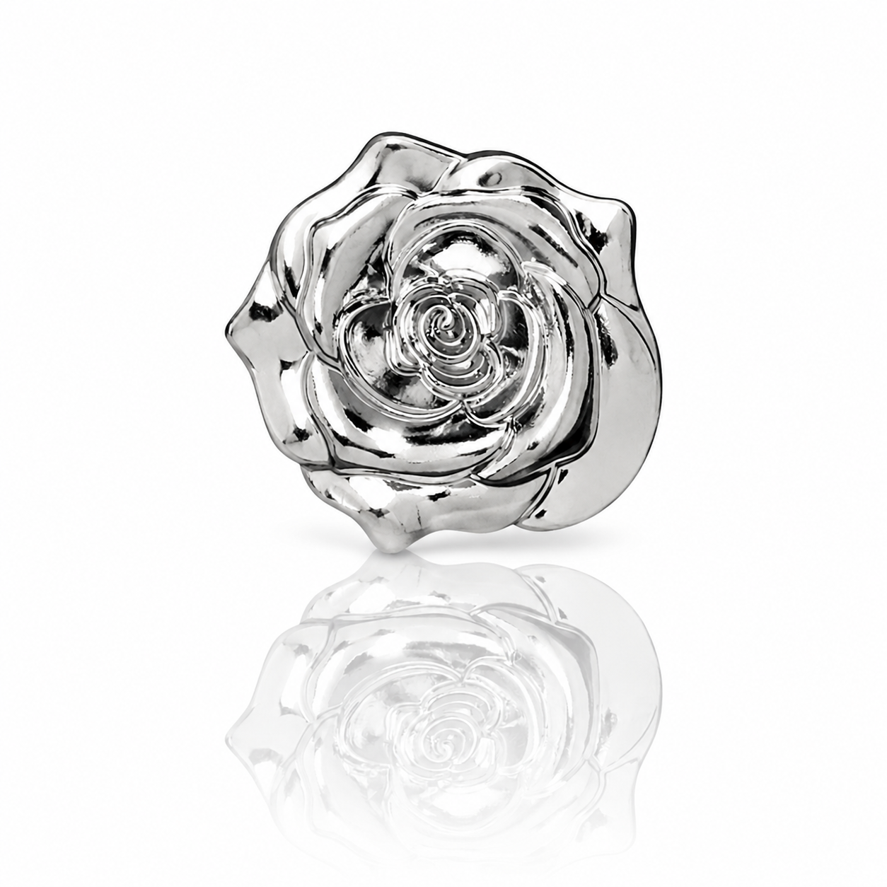 Silver Rose Button Cover