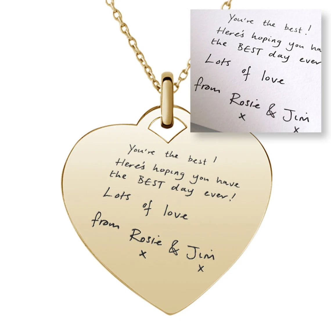 Handwritten Heart Message Necklace