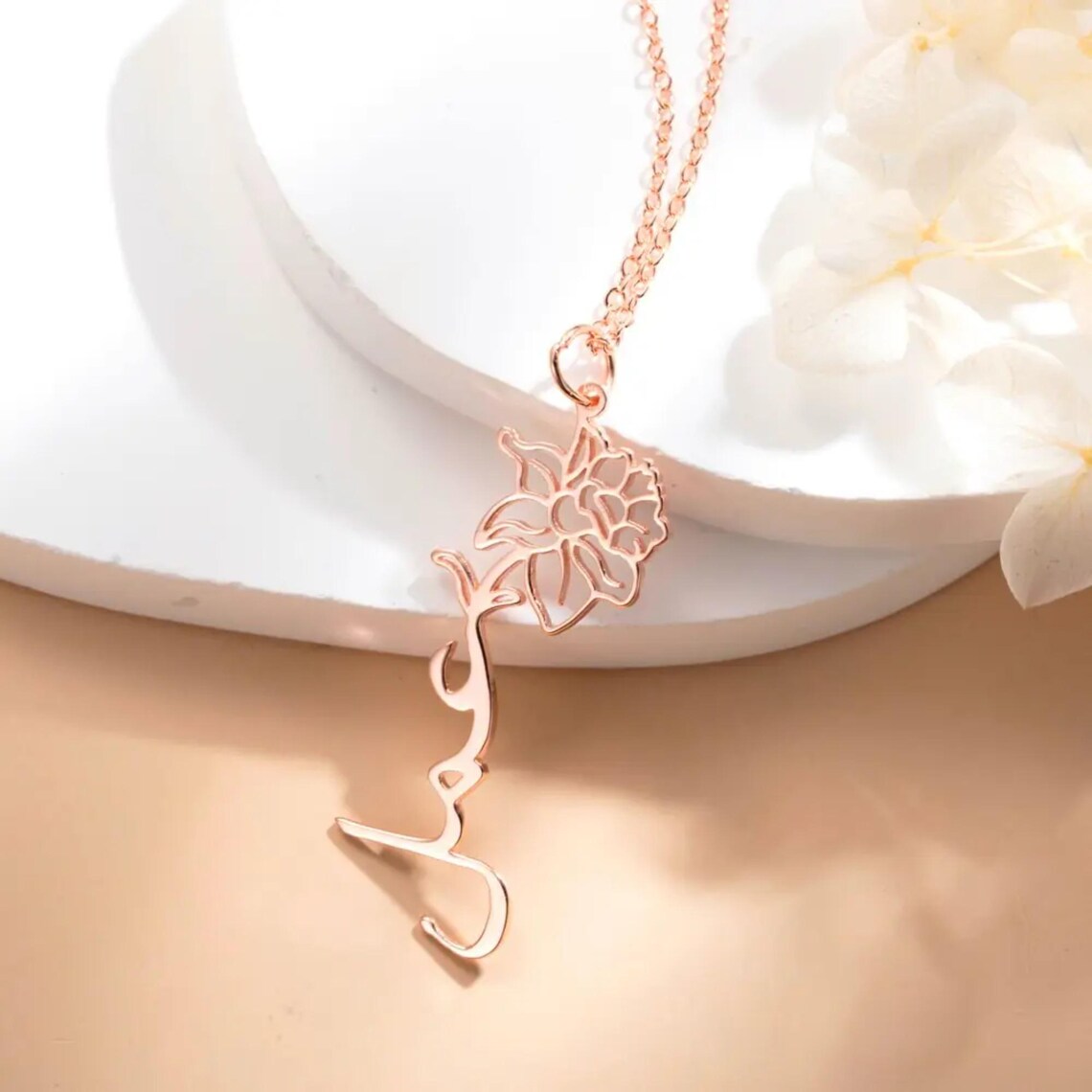 Arabic Birth Flower Necklace