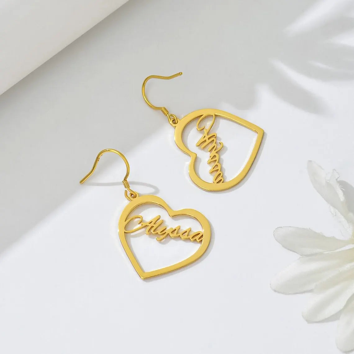 Elegant Name Heart Earrings