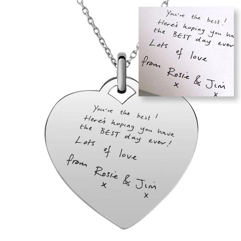Handwritten Heart Message Necklace